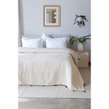 Lizayn Tekstil Pamuk Yumuşak Örgü Pike,yatak Örtüsü Çift Kişilik 240X260 cm Yeşil Saçak - Bej - Krem