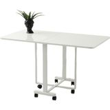 Lizbon Beyaz Renk Katlanır Açılır 130X70 Masa (Kapalı Ölçü 10X70, Yarım Açık Ölçü 70X70) - 130 x 70
