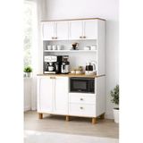 Lizbon Kahve Köşesi + Çok Amaçlı Raflı Kapaklı Dolap - 120Cm Vitrin