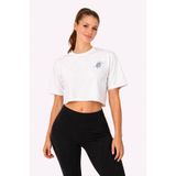Lizbon Style Kadın Beyaz Turtle Kaplumbağa Baskılı Crop Tişört Raw Cut %100 Pamuk