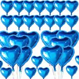 Lize Parlak Mavi Kalp Şekilli Uçan Balon Folyo 18 Inç 45 cm 25 Adet