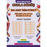 Lizpo Decor Kişiye Özel Okul Etiketi Kalem Defter Sticker Okula Dönüş Defter Temalı 200 Adet