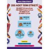 Lizpo Decor Kişiye Özel Okul Etiketi Kalem Defter Sticker Okula Dönüş Okul Çantalı 200 Adet