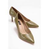 Lizy Shoes Kadın Yeşil Düz İnce Topuklu Stiletto Topuk Boyu 7 cm.