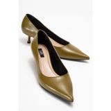Lizy Shoes Yeşil - Kısa Topuklu Kadın Stiletto