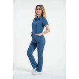 LİZY STORE Asteria-indigo Kadın Fermuarlı Hemşire Doktor Üniforma Takım Scrubs Takım Hastane Forması