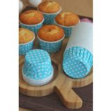 LİZYA BABY 25 Adet Mavi Renkli Puantiyeli Kağıt Muffin Kek Ve Sufle Kapsülü Cupcake Pişirme Kalıbı Kağıdı