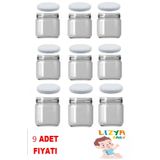 LİZYA BABY Cam Kavanoz Beyaz Kapak 210 Cc 9 Adet Yoğurt Bebek Mama Ek Gıda Kavanozu 15 Adet Etiket