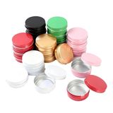 LJY 24 adet 2 oz alüminyum teneke kutu, kapaklı, renkli (6,7 x 2,5 cm) – Renkli metal kutu yuvarlak mum ve krem doldurmak için – küçük kutular kap düzenleyici