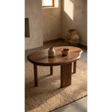 LkAhşap Masif Kayın Ağacı Ceviz Renk Organik Orta Sehpa 90x65 cm | El Yapımı Asimetrik 4 Ayaklı Modern Salon Sehpası