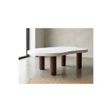 LkAhşap Modern Asimetrik Orta Sehpa 110x45 cm - 45 cm Yükseklik | 36 mm MDF Tabla | Masif Gürgen Ceviz Renk Ahşap Ayak | Minimal Tasarım