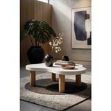 LkAhşap Modern Asimetrik Orta Sehpa 110X45 cm - 45CM Yükseklik | 36 mm Mdf Tabla | Masif Gürgen Kendirenk Ahşap Ayak | Minimal Tasarım