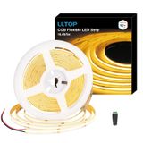 LLTOP COB LED Şerit Işıklar Sıcak Beyaz 3000K, DC24v 16,4ft/5m Yüksek CRI 92Ra+ Esnek LED Bant Aydınlatma Yatak Odası Mutfak Dolabı Rafı için Kesilebilir (Güç Kaynağı ve Kısıcı Dahil Değildir)