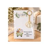 LMS GİFT Doğum , Mevlit , Diş Buğdayı , Baby Shower İncili İstiridye Anahtarlık Hediyelik Kart Kişiye Özel 15 Adet