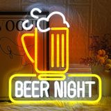 LMSIGNLY Bira Gece Neon Burcu Bira Bar Neon Tabelalar Adam Mağara Bar Dekor Sarı Beyaz Bira Cam Neon Işık Bar Neon Tabela Yatak Odası için Duvar Sanatı Beer Pub Adam Mağara Restoran Parti Dekoru