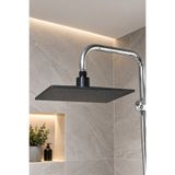 Lmz Design Antrasit Kare Tepe Duş Başlığı Yağmurlama Efektli Basınca Dayanıklı Banyo Başlığı