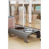 LMZ Modern Kedi ve Küçük Orta Irk Köpek Mama Su Kabı İkili Çelik Kase Evcil Hayvan Mama Standı