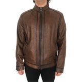 LN Leather Gerçek Deri Spor Kesim Hakim Yaka Erkek Deri Mont - Açık Kahverengi