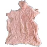 Ln-Leather Gerçek Uzun Tüylü Koyun Postu - Naturel Uzun Tüylü Koyun Postu - Doğal Post Paspas - Pembe - 50 x 60 cm