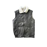 ln leather Patchwoork İçi Dışı Gerçek Deri Yakalı Beli Trikolu Yelek