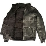 LN Leather Patchwork Kürk-Süet Hakiki Deri Yakalı Biye ve Triko Detaylı Mont - 2XL - Siyah