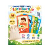 lnly Çocuklar İçin İngilizce Fiil Kartları – Türkçe İngilizce Eğitici Flashcard 24 Adet – 6,5x9,5 cm – Bez Çanta Hediyeli
