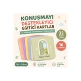 lnly Çocukların Konuşmasını Destekleyen Eğitici Konuşma Kartları – Kelime Dağarcığı, İlk Kelimeler ve Zıt Kavramlar – 16 Flashcard 32 Görsel