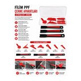 LOACANDLECO PPF Film Çekme Aparatları 10 Parça Set Kırmızı Vinil Folyo Cam Filmi Uygulama Set