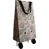 loca sweet home Tekerlekli Katlanabilir Alışveriş Çantası 20x54x35 Cm Çiçek Desenli, Omuz Askılı, Pazar Arabası
