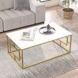 L'occi Concept Arnis 100*60 cm Gold Metal Orta Sehpa Beyaz AS12-W