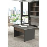 L'occi Concept Darian B Modern Ofis Sehpası 80x60 cm - Çalışma Odası Orta Sehpa & Misafir Bekleme Sehpası Kahve-Beton-Antrasit DR2-CGA