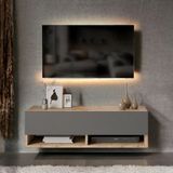 L'occi Concept Delphin 100 cm Raflı Kapaklı Tv Ünitesi DLP13-AA Çam-Antrasit Gri - Antrasit - Çam