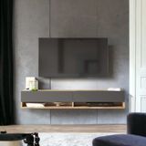 L'occi Concept Delphin 180 cm Kapaklı Raflı Tv Ünitesi DLP9-AA Çam-Antrasit