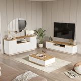 L'occi Concept Delphin Kapaklı Tv Ünitesi Orta Sehpa Konsol 3'Lü Set Çam-Beyaz DLP18-AW