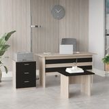 L'occi Concept Diego Ofis Masa Takımı Meşe-Siyah 3'lü Keson ve Sehpa ile Ergonomik Tasarım