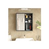 L'occi Concept Dunes Aynalı Lavabo Üstü Banyo Dolabı Raflı Kapaklı 60cm Antrasit DS1-AN
