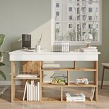 L'occi Concept Kitaplık Raflı Çalışma Masası Bilgisayar Masası Çam-Beyaz - 50 cm - Atlantik
