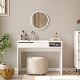 L'occi Concept Leena 100 cm Makyaj Masası Aynalı Çekmeceli Beyaz LA18-W