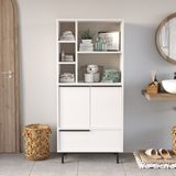 L'occi Concept Leena Banyo Dolabı Çok Amaçlı Dolap 3 Kapaklı Metal Ayaklı Beyaz LA9C-W