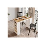 L'occi Concept Lowa 120 cm Raflı Bar Masası Mutfak Yemek Masası Atlantik Çam-Beyaz Lw1-Aw