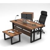 L'occi Concept March ABC Metal Ofis Masa Sehpa Keson Büro 3'lü Masa Takımı Barok-Antrasit Gri