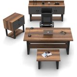 L'occi Concept March ABCD Metal Ofis Masa Sehpa Keson Konsol Büro Masa Takımı Barok-Antrasit - Akçaağaç - 180 x 90 cm