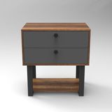 L'occi Concept March C Ofis 2 Çekmeceli Keson Etajer Metal Ayaklı Barok-Antrasit - Y: 85 cm D: 52 cm G: 80 cm