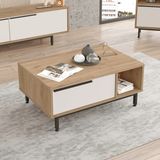 L'occi Concept Metal Ayaklı Orta Sehpa - Kapaklı Orta Sehpa -Sepet-Beyaz-LA2-SW
