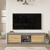 L'occi Concept Owen 160 cm Kapaklı Raflı Tv Ünitesi Sehpası Keçe-Beton OW12-KR - Gri