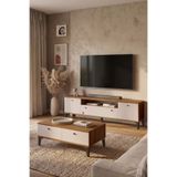 L'occi Concept Wıens Tv Ünitesi ve Orta Sehpa Takımı Modern Ayaklı 2'li Set Ceviz-Kaşmir WIE5-CKA