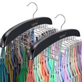 Loccmat 2 Adet Tank Top Askısı, 24 Katlanabilir Metal Kancalı Ahşap Sütyen Askısı, 360 ° Dönen Tank Kancası, Erkekler için Kravat Rafları, Tank Üstleri için Yerden Tasarruflu Dolap Organizatörü Sütyen