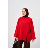 LOCCO Kadın Yan Biye Bağlamalı Tunik Kırmızı