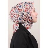 Lo'cella Pamuklu Soft Eşarp 4161-9 Bej-Kırmızı - Renkli - 90 x 90 cm