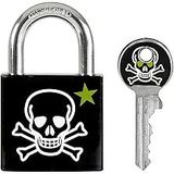 Lock 3430Eurdskull Anahtar Asma Kilit, Kafatası Motifli, 5,3 X 3 X 1,5 Cm, Siyah, Beyaz Yeşil